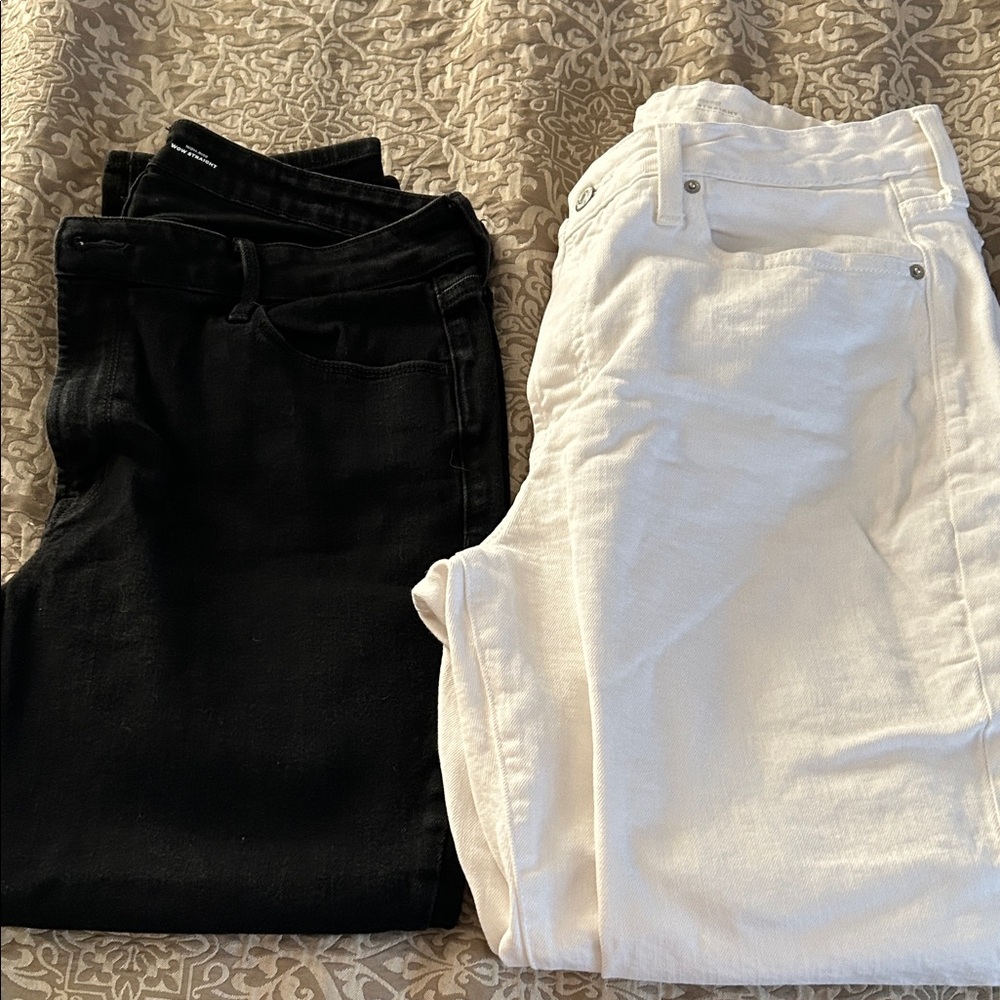 Old Navy Black and White Straight Leg Jeans